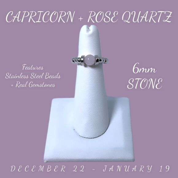 COPY - Wool + Pepper Co. Capricorn + Rose Quartz Ring - Zodiac x Gemstone - Picture 8 of 8